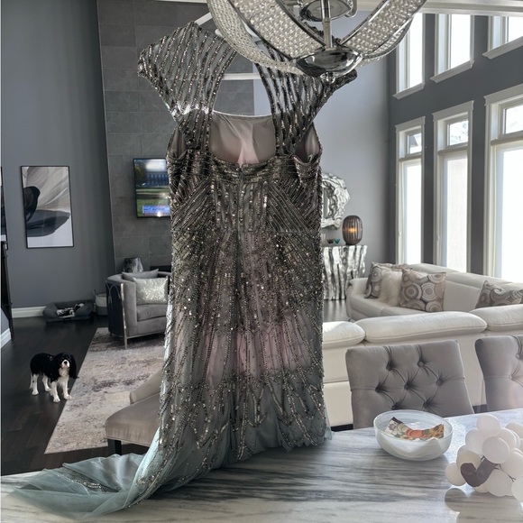 Adrianna Papell  glittering art deco mother of the bride evening dinner gown sz8 - Picture 13 of 16